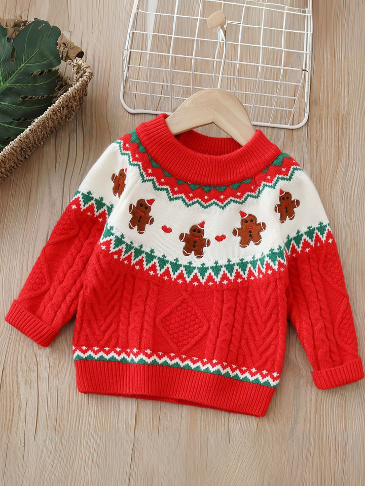 Plush Gingerbread Knit Christmas Sweater