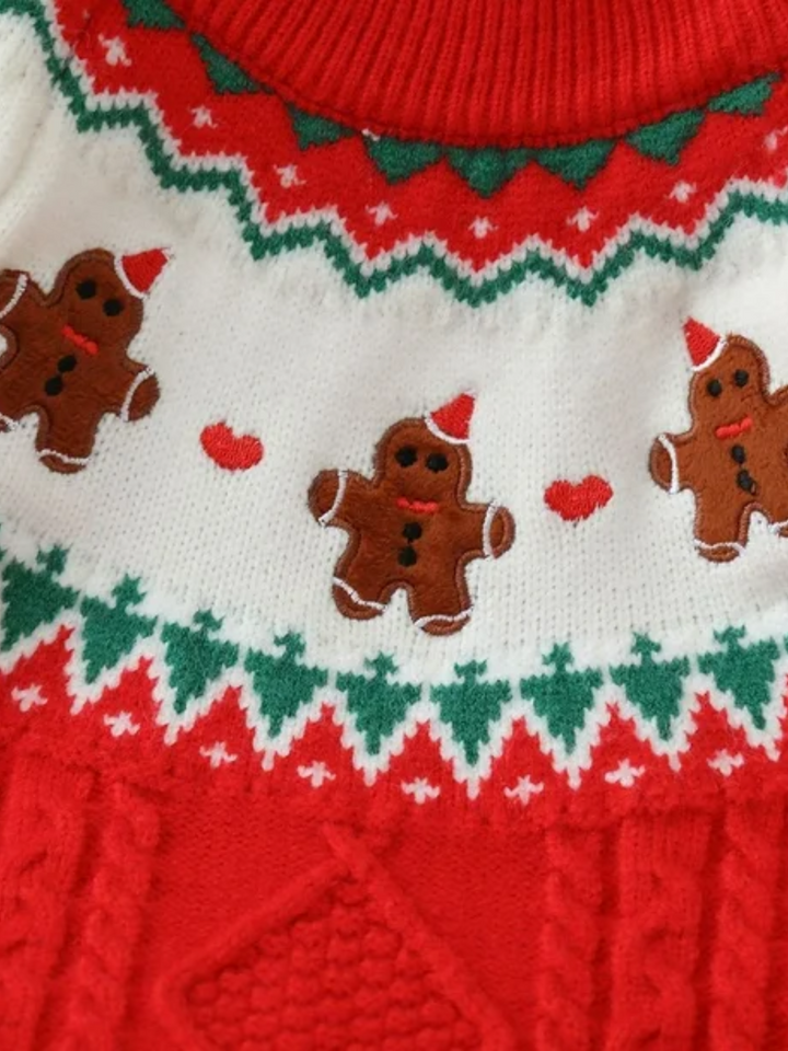 Plush Gingerbread Knit Christmas Sweater
