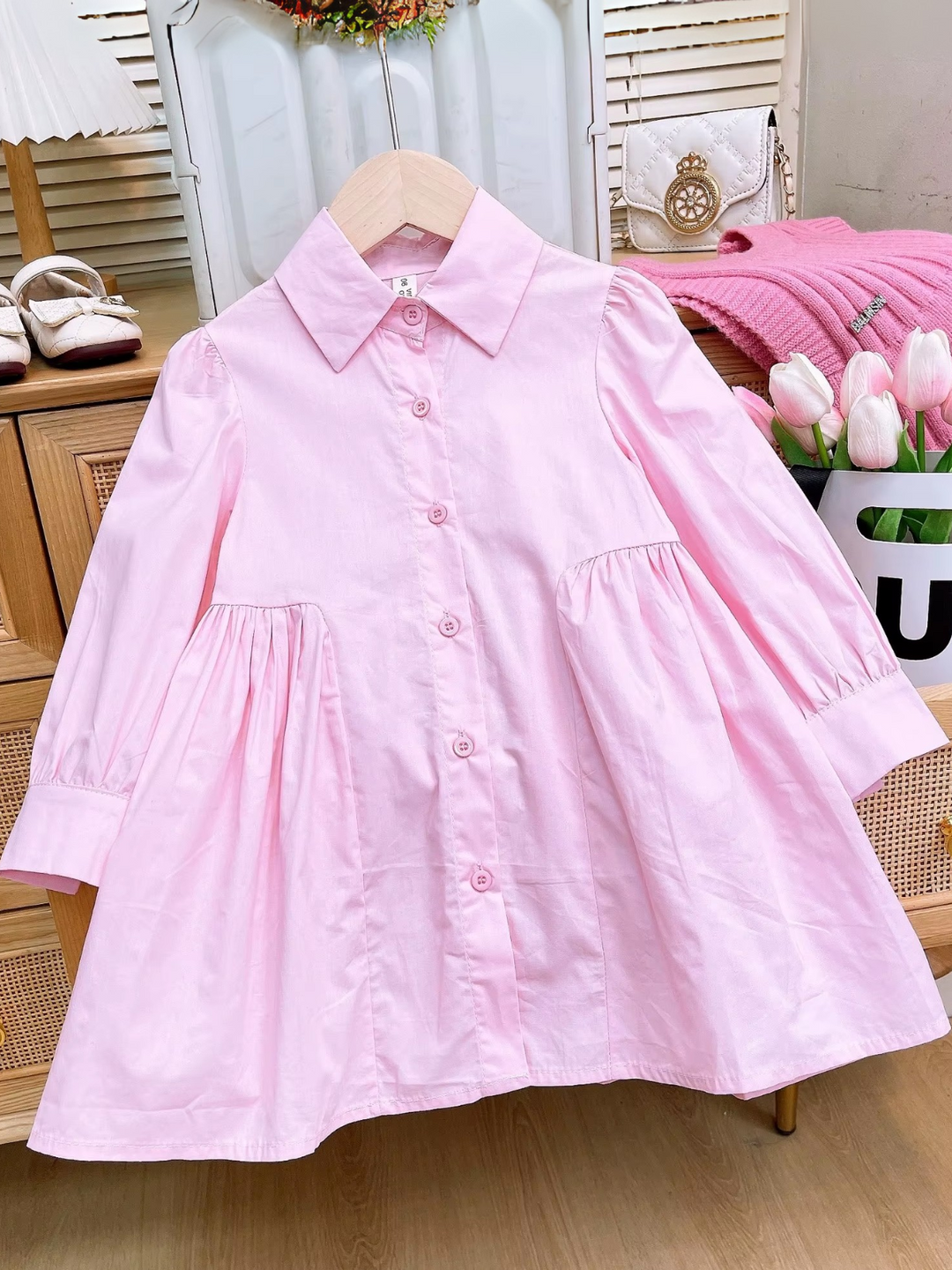 Chic Collared Dress and Sweater Vest Set