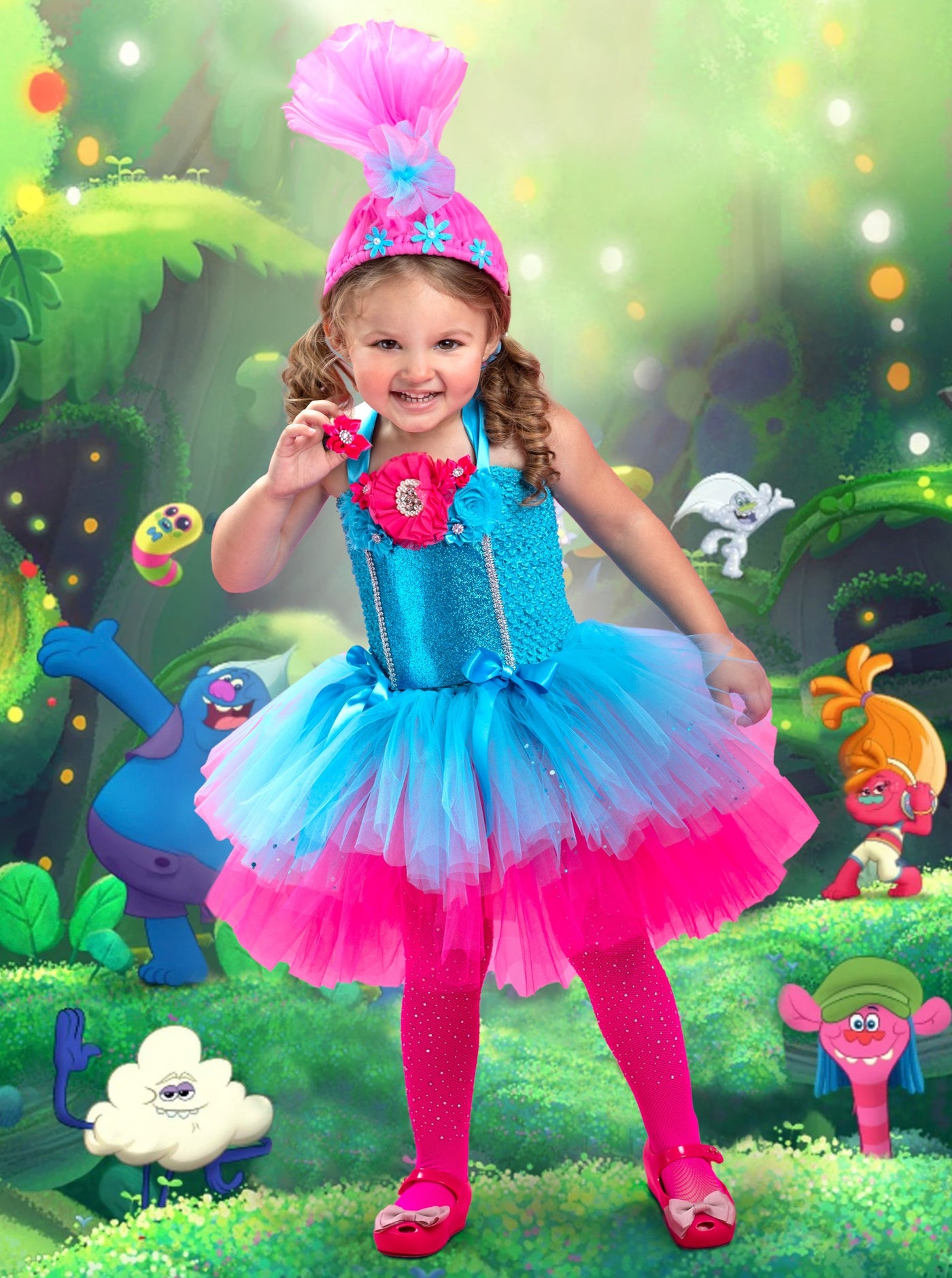 Kids Halloween Costume | Trolls Dazzle Tutu Dress | Mia Belle Girls