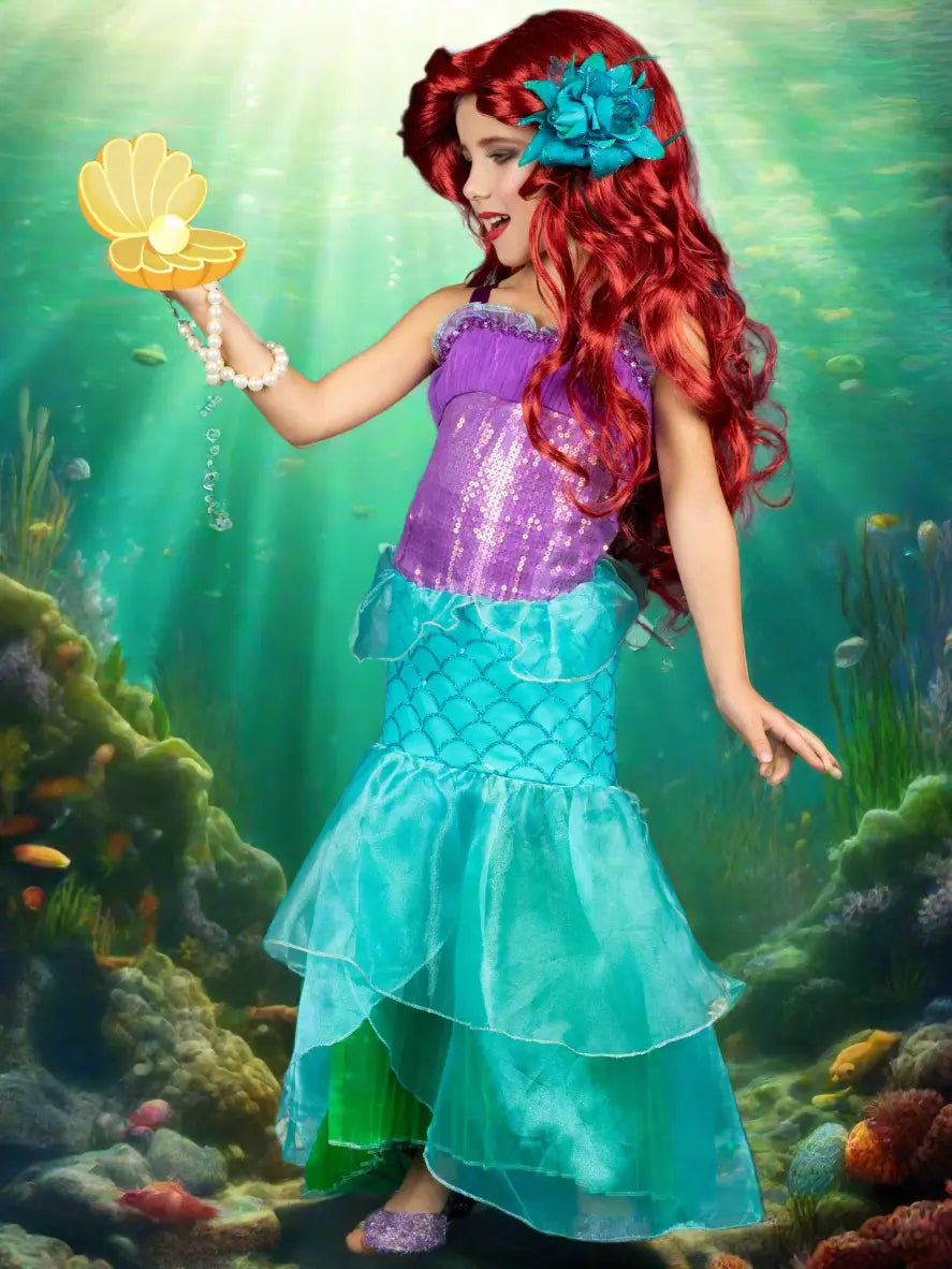 Halloween Costumes | Little Mermaid Ariel Inspired Princess Costume Dress | Mia Belle Girls Halloween Costumes | Little Mermaid Ariel Inspired Princess Costume Dress | Mia Belle Girls
