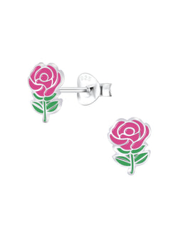 Sterling Silver Rose Stud Earrings