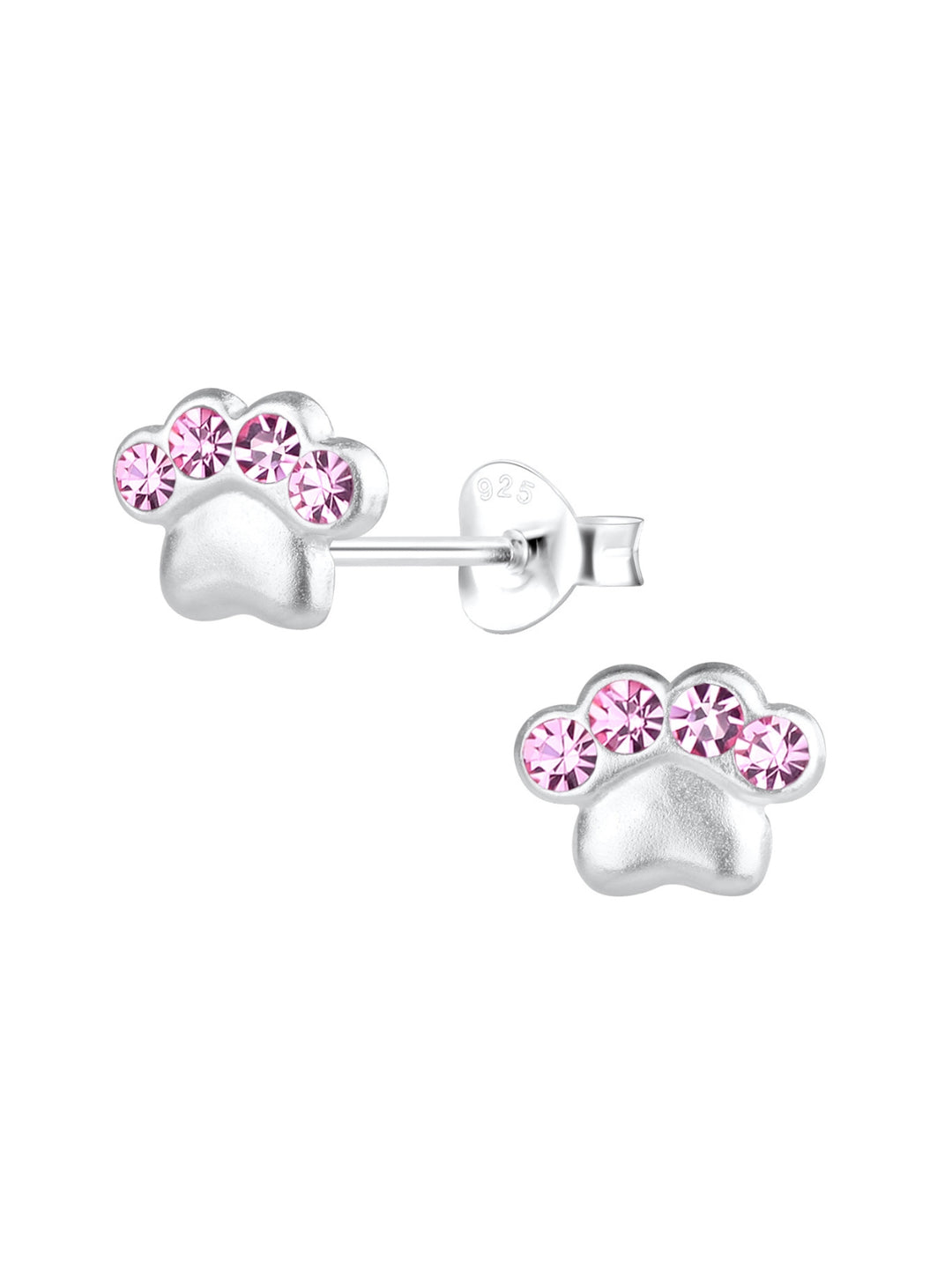 Sterling Silver Paw Print Stud Earrings