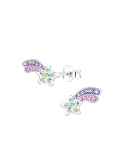 Sterling Silver Shooting Star Stud Earrings