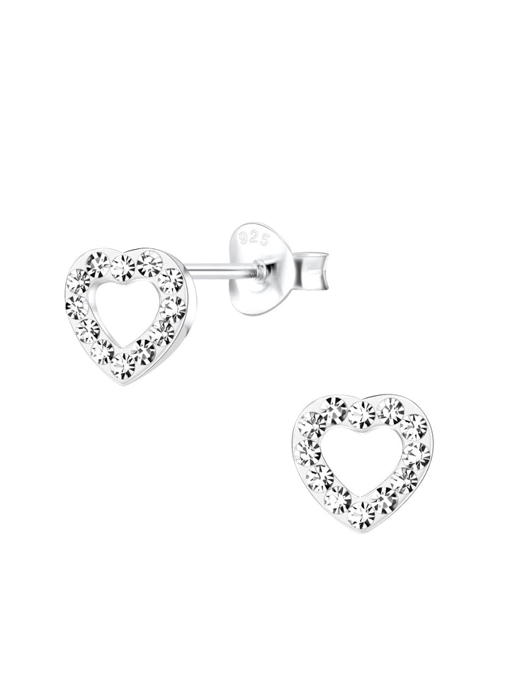 Sterling Silver  Stud Earrings Crystal Heart