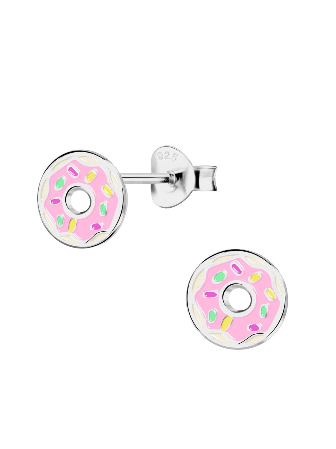 Sterling Silver Stud Earrings Enamel Donut