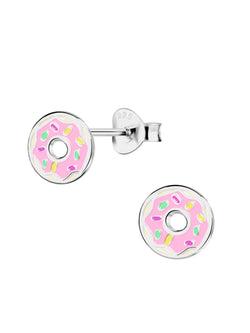 Sterling Silver Stud Earrings Enamel Donut