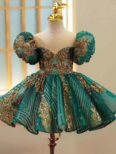 Enchanting Sequin Puff Sleeve Special Occasion Dress