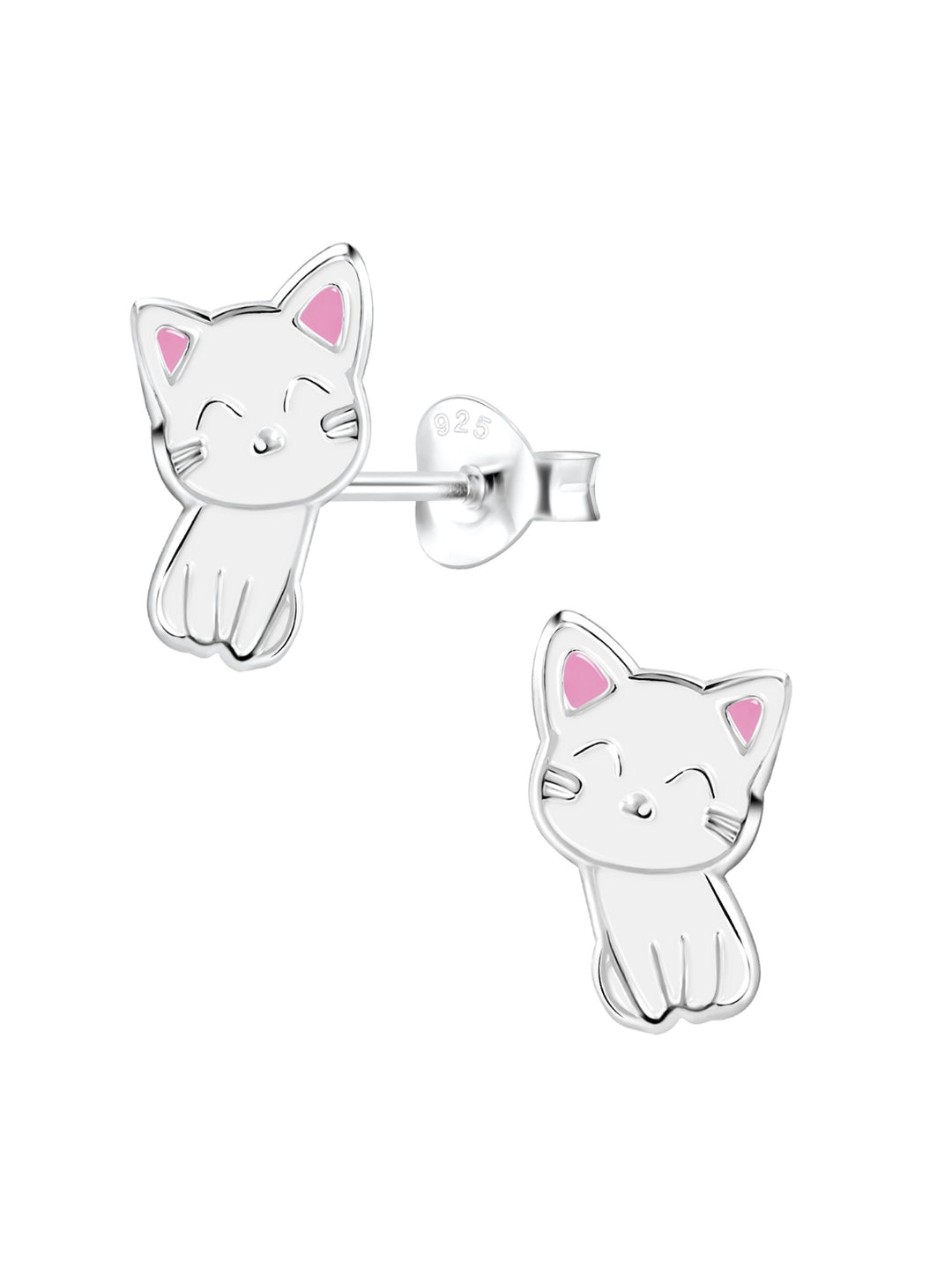 Sterling Silver Stud Earrings Cute Cat