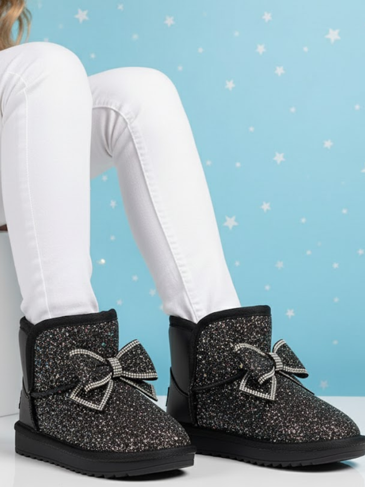 Sparkle Bow Glitter Boots