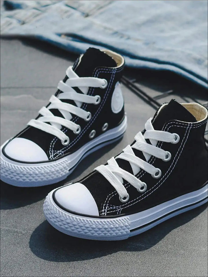 Black Casual High Top Canvas Sneakers By Liv and Mia Mia Belle Girls
