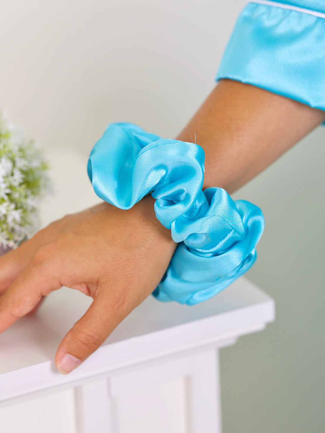 Turquoise Silk Scrunchie