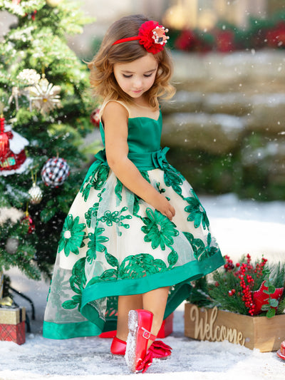 Winter Formal Wear | Girls Sheer Collar Chiffon Hi-Lo Holiday Dress