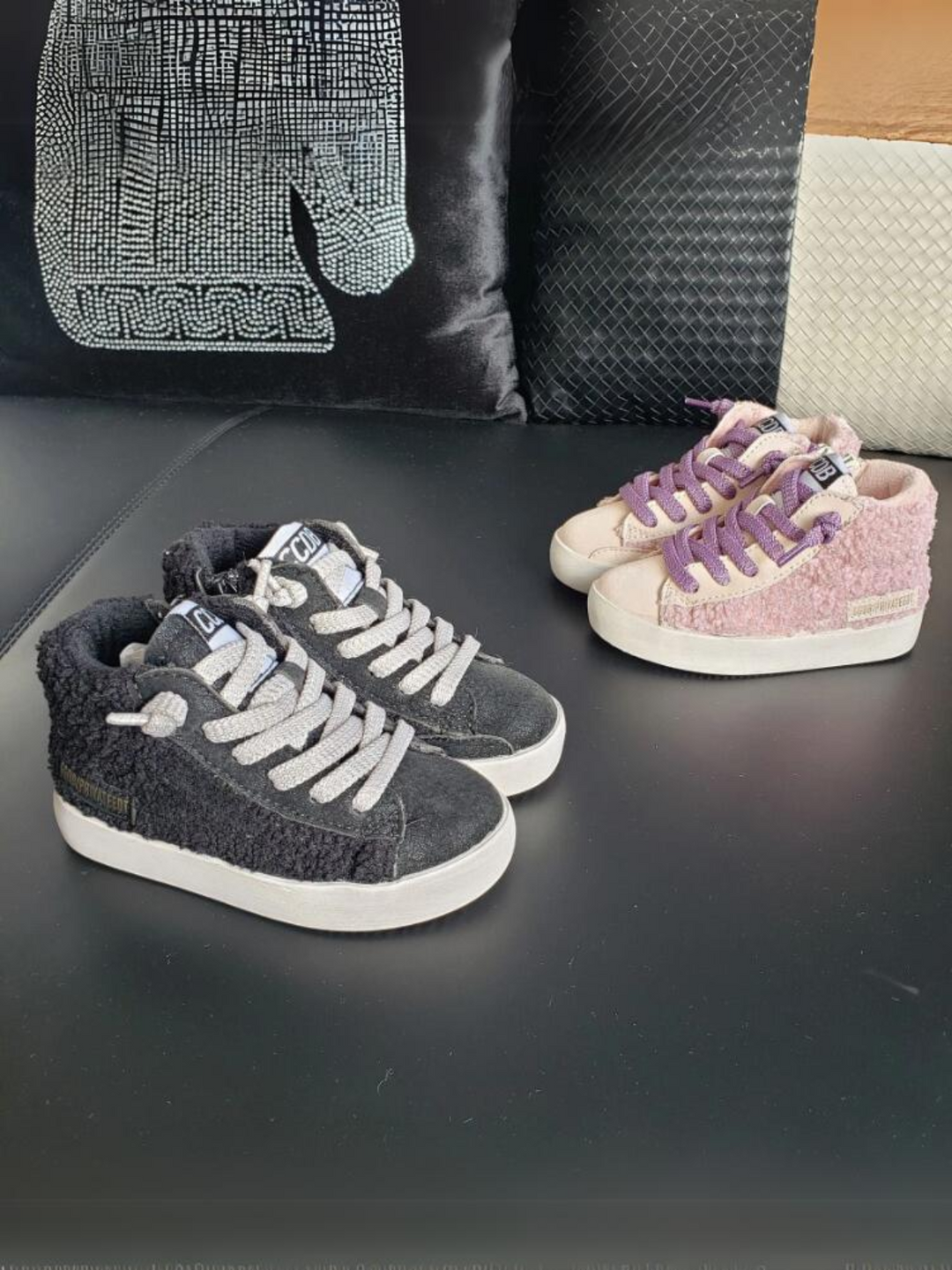 Girls Fuzzy High Top Sneakers by Liv and Mia