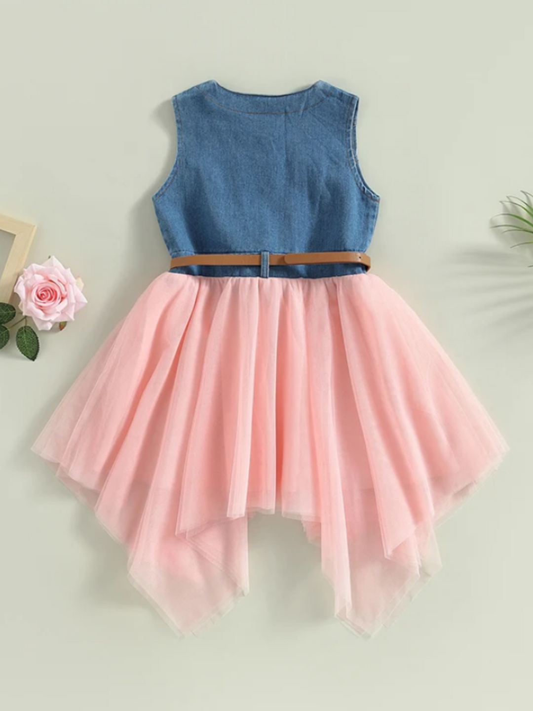 Mia Belle Girls Denim Tulle Tutu Dress | Girls Spring Dresses Mia Belle Girls Denim Tulle Tutu Dress | Girls Spring Dresses