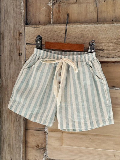 Boys Striped Linen Shorts | Mia Belle Girls Spring Outfits