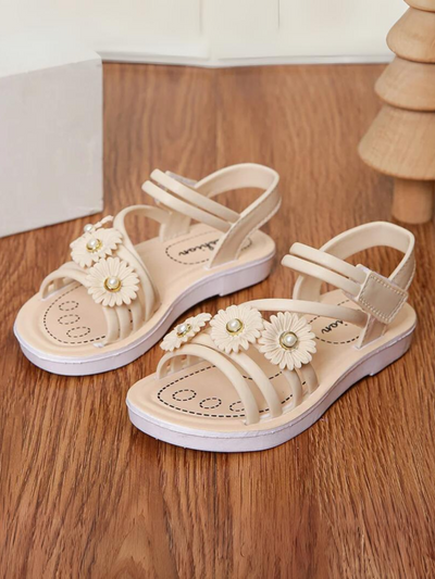 Adorable Girls' Daisy Flower Sandals with Pearl Accents By Liv and Mia