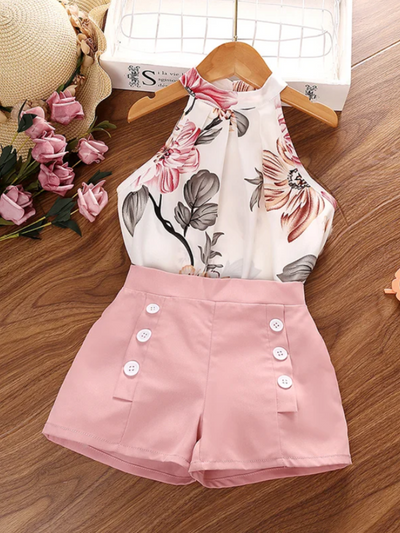 Mia Belle Girls Floral Top And Sailor Short Set | Girls Spring Outfits