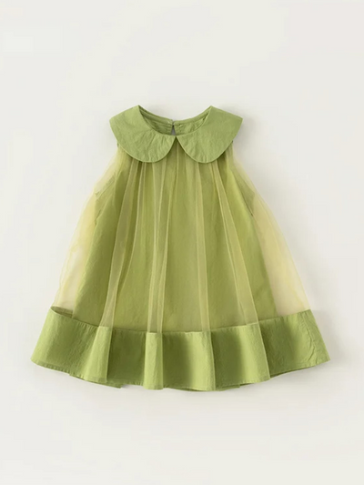 Mia Belle Girls Peter Pan Collar Tulle Dress | Girls Dressy
