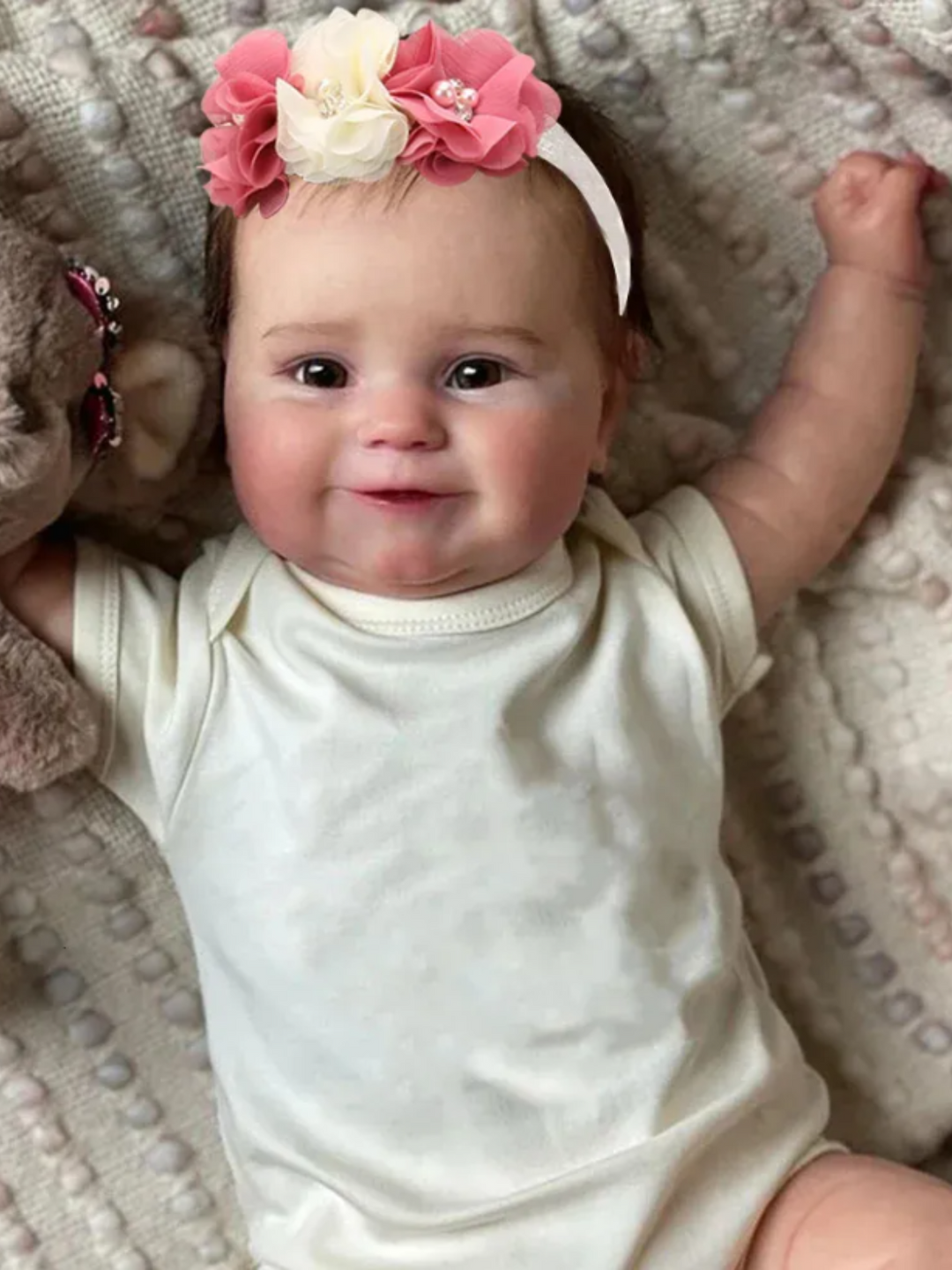 20 Charming Lifelike Baby Doll in White Outfit with Flower Headband Mia Belle Girls