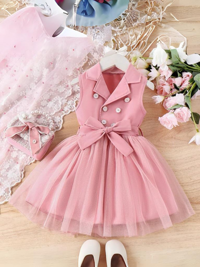 Pink Sleeveless Blazer Tutu Dress | Summer Outfits | Mia Belle Girls