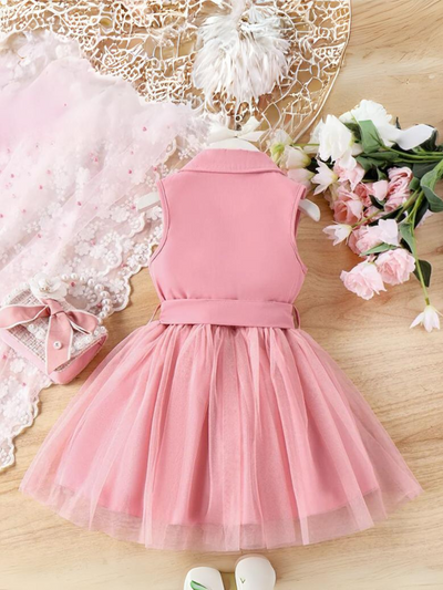 Pink Sleeveless Blazer Tutu Dress | Summer Outfits | Mia Belle Girls
