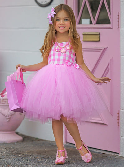 Mia Belle Girls Pink Gingham Barbie Inspired Tutu Halloween Costume