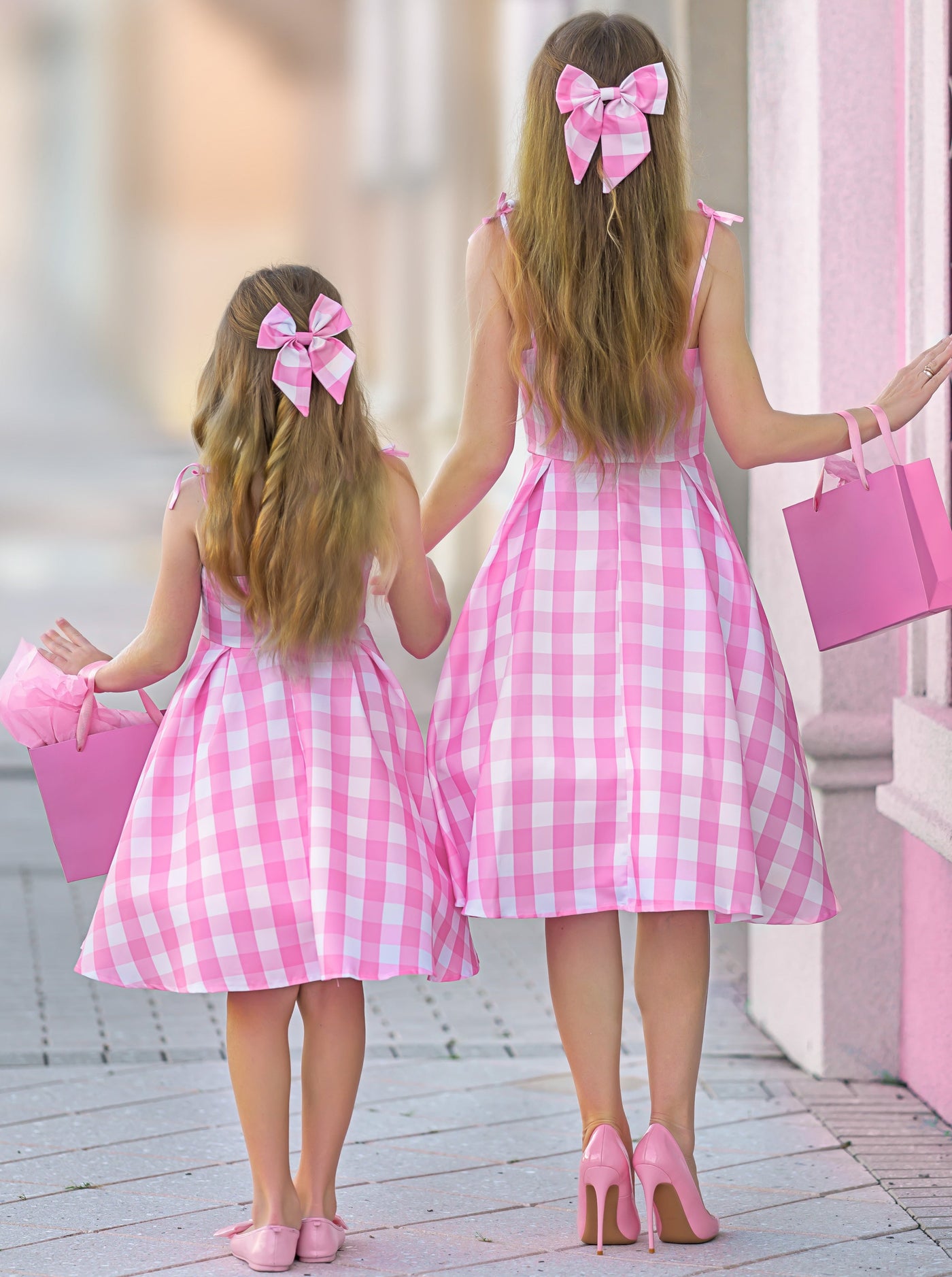 Mommy And Me Barbie Inspired Gingham Dress Costumes