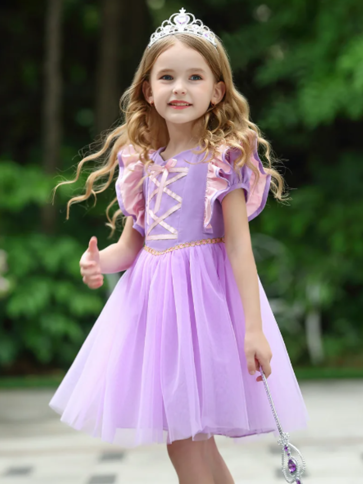 strapless open back dress Mia Belle Girls Purple Tutu Dress