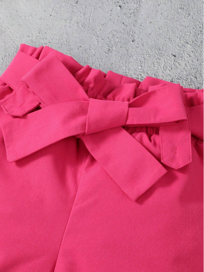 Mia Belle Girls Pink Paperbag Short Set | Girls Spring Outfits