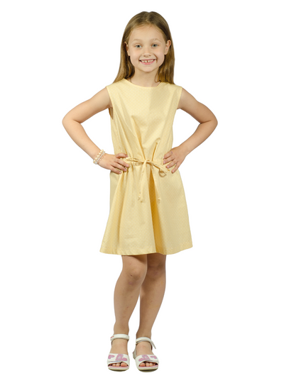 Kids Couture x Mia Belle Girls Yellow Polka Dot Drawstring Dress