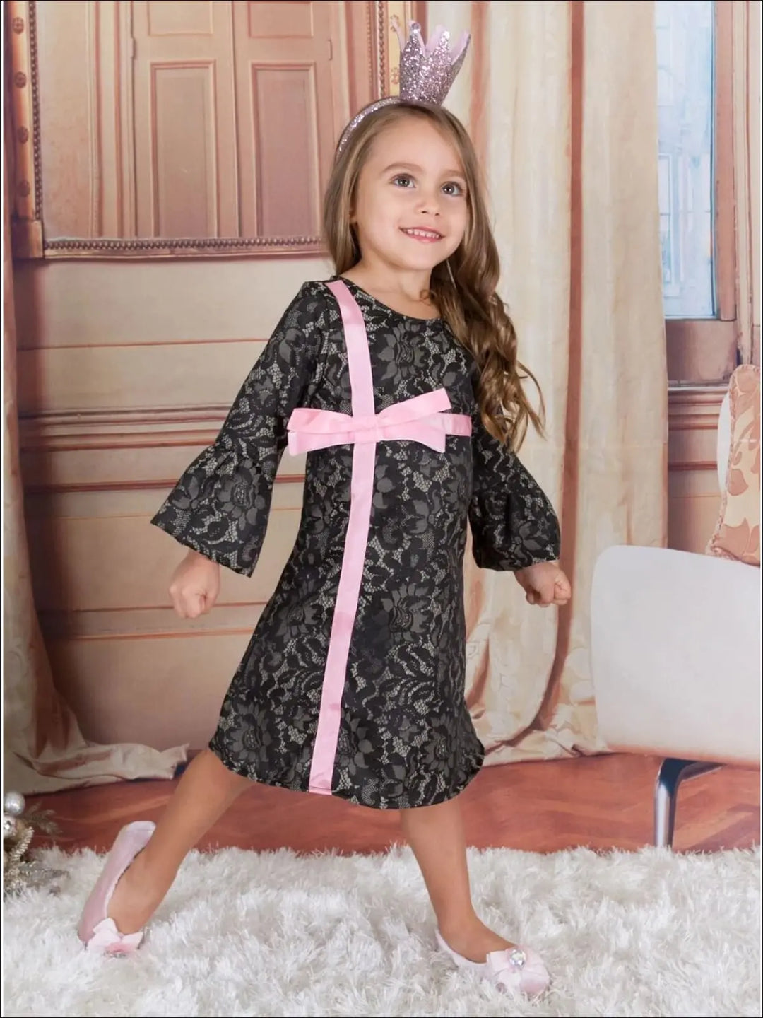 Giftwrapped Present A-Line Dress Mia Belle Girls Giftwrapped Present A-Line Dress Mia Belle Girls