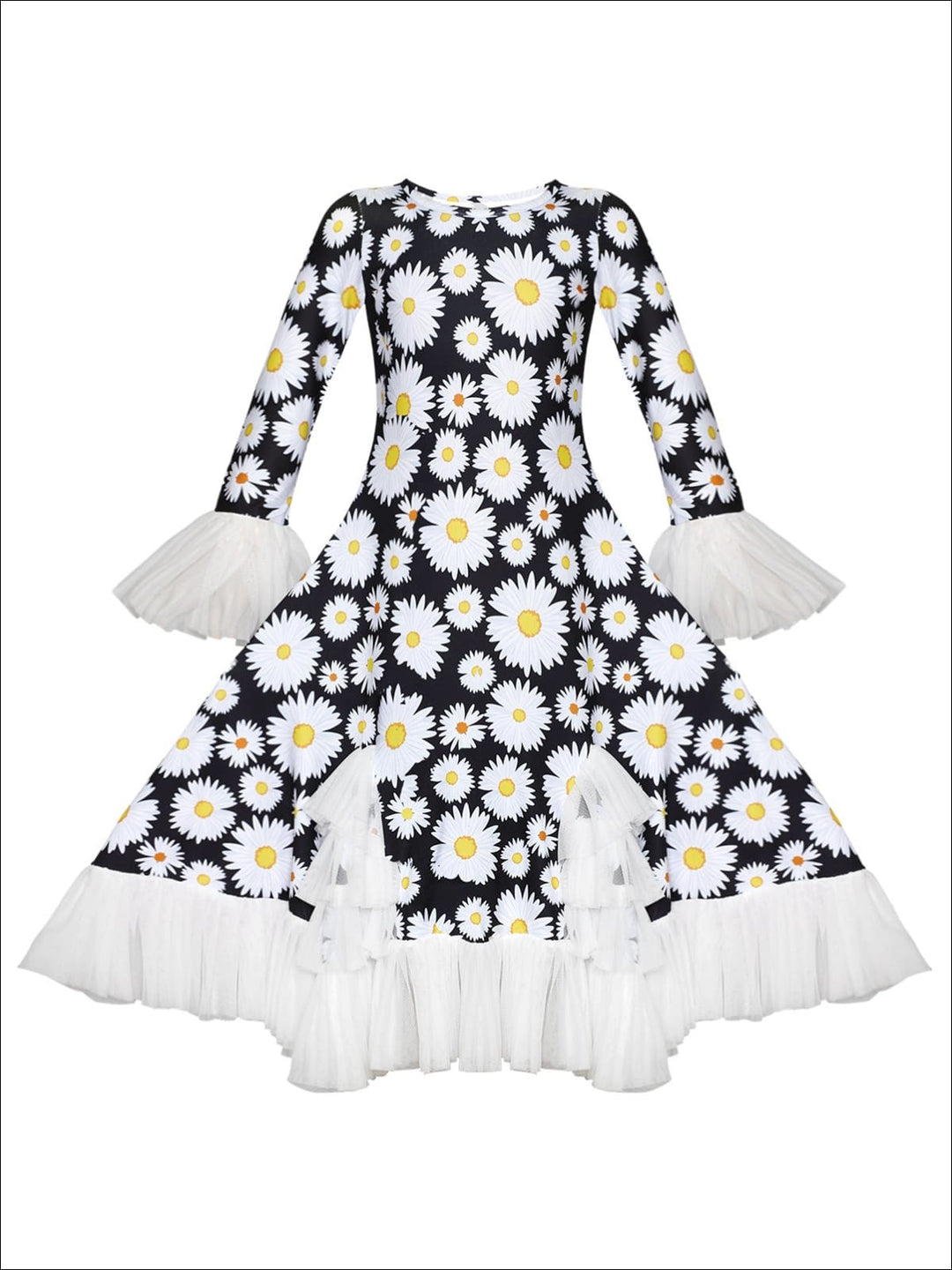 Winter Dressy Dresses | Floral Print Ruffle Lace Hem Maxi Dress