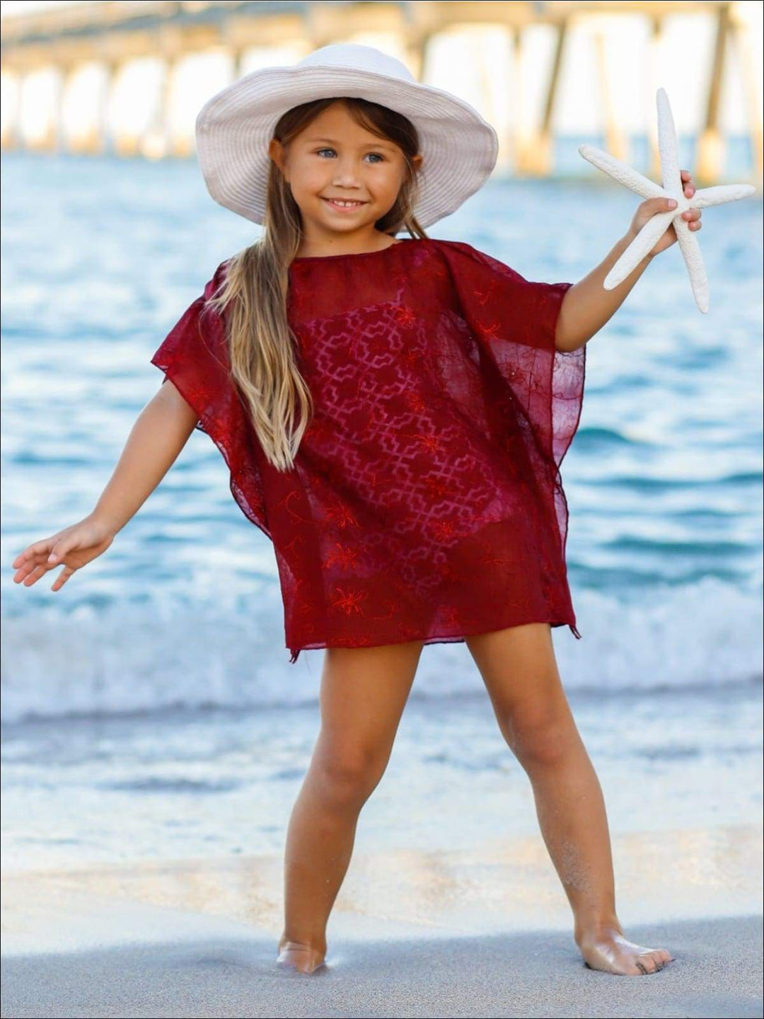 Kids Resort Wear | Little Girls Sheer Ruffle Hem Cover Up Mia Belle Girls Kids Resort Wear | Little Girls Sheer Ruffle Hem Cover Up Mia Belle Girls