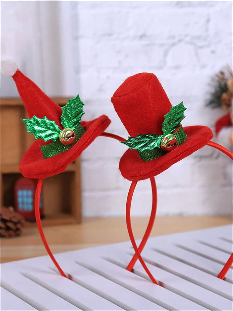 Girls Christmas Themed Santa Hat Headband - Main Image