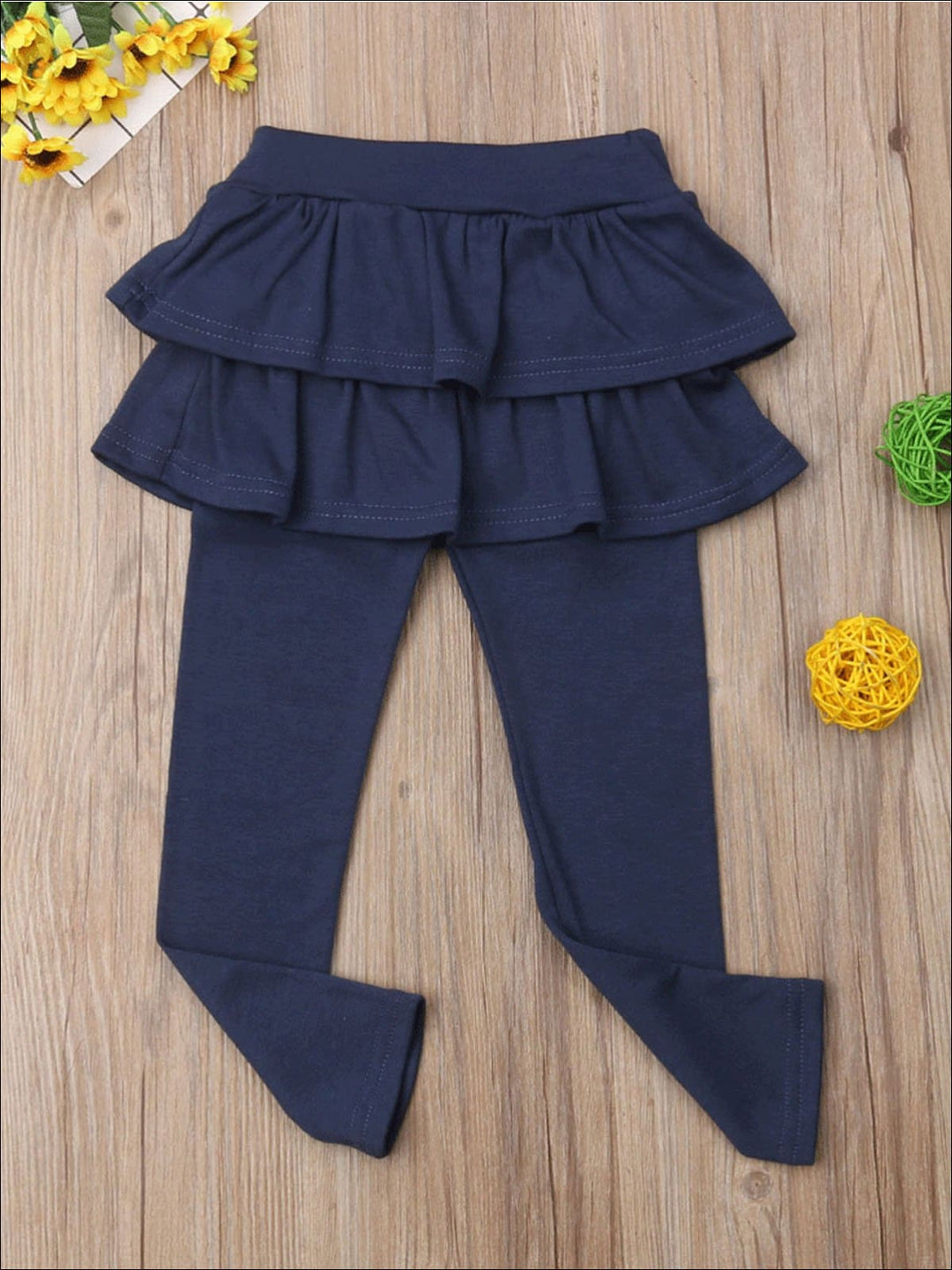 Girls Double Layer Ruffle Skirt Leggings - Girls Leggings
