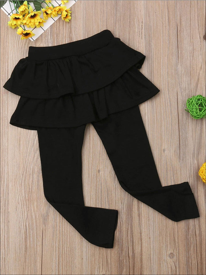 Girls Double Layer Ruffle Skirt Leggings - Girls Leggings