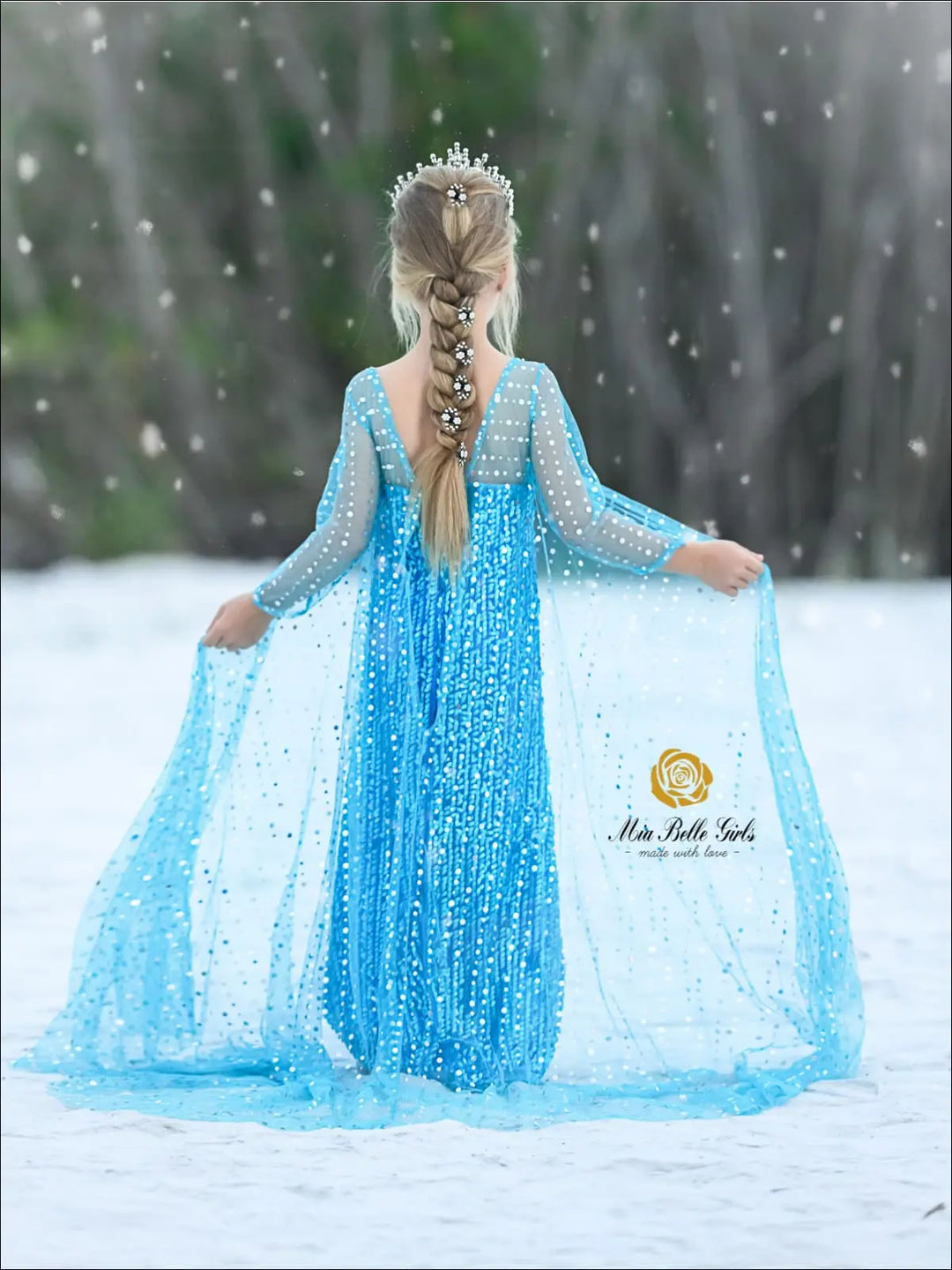 Snow Queen Dazzle Costume Gown with Train Blue / 10Y Snow Queen Dazzle Costume Gown with Train Blue / 10Y
