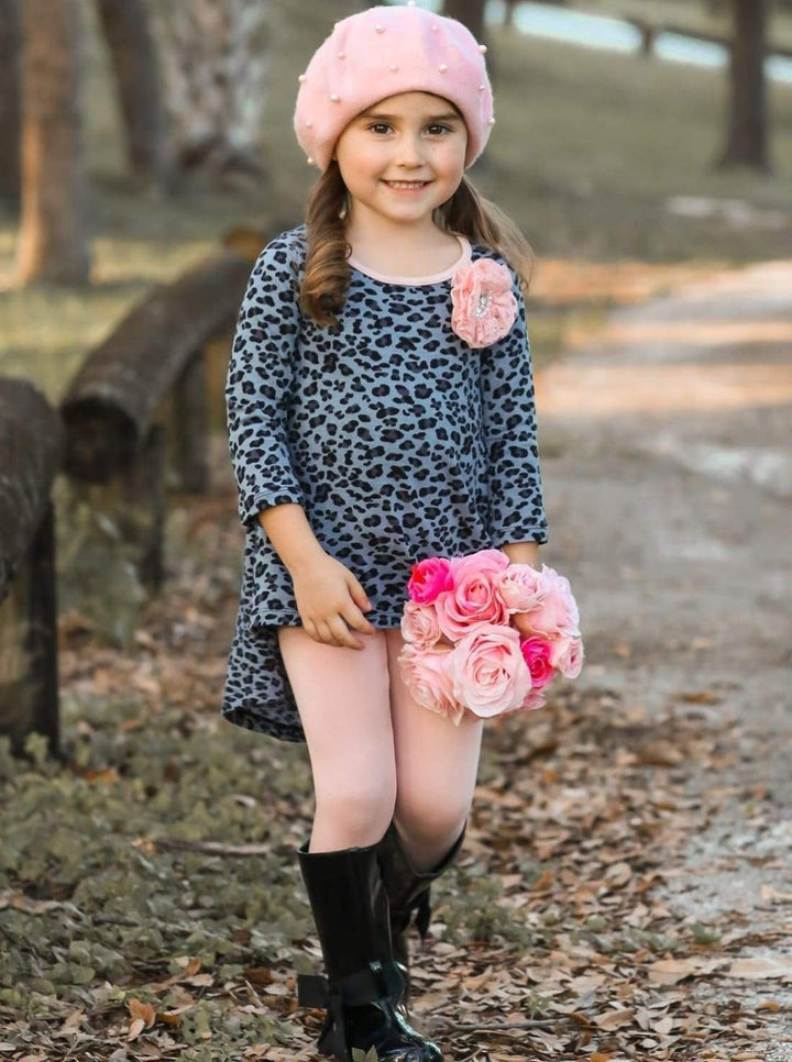 Girls Gray & Peach Hi-Lo Tunic with Leggings Set - Fall Low Stock