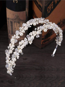 Double Layer Pearl and Crystal Beaded Headband