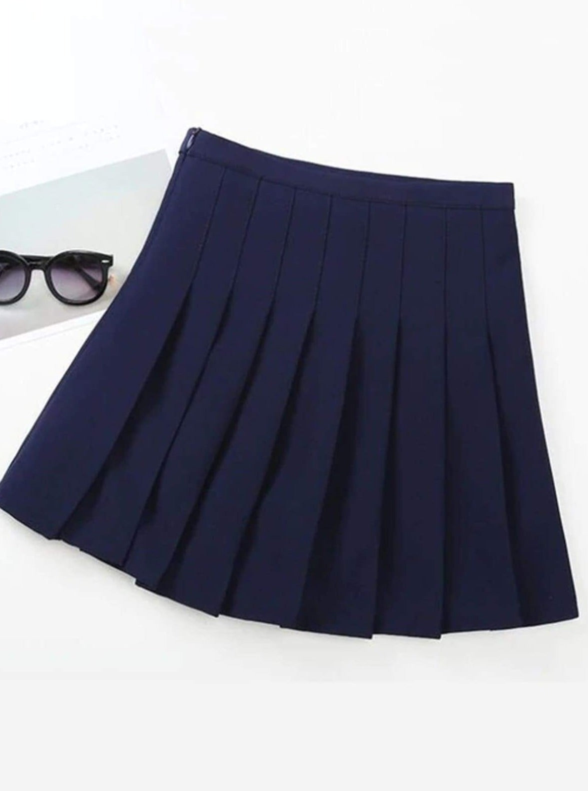 Meshki Navy Blue Pleated Skirt Short Navy Pleated Skirt 39 Jolene