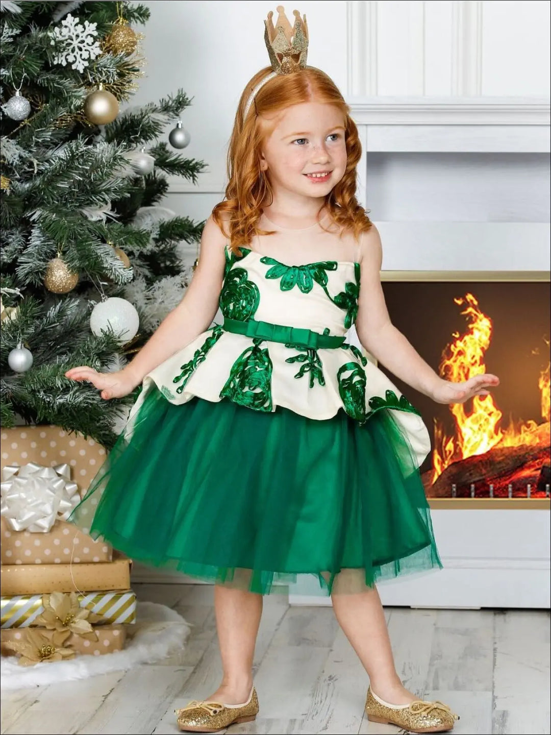 Kids Winter Formal Dress | Girls Nude Collar Peplum Holiday Dress Mia Belle Girls Kids Winter Formal Dress | Girls Nude Collar Peplum Holiday Dress Mia Belle Girls