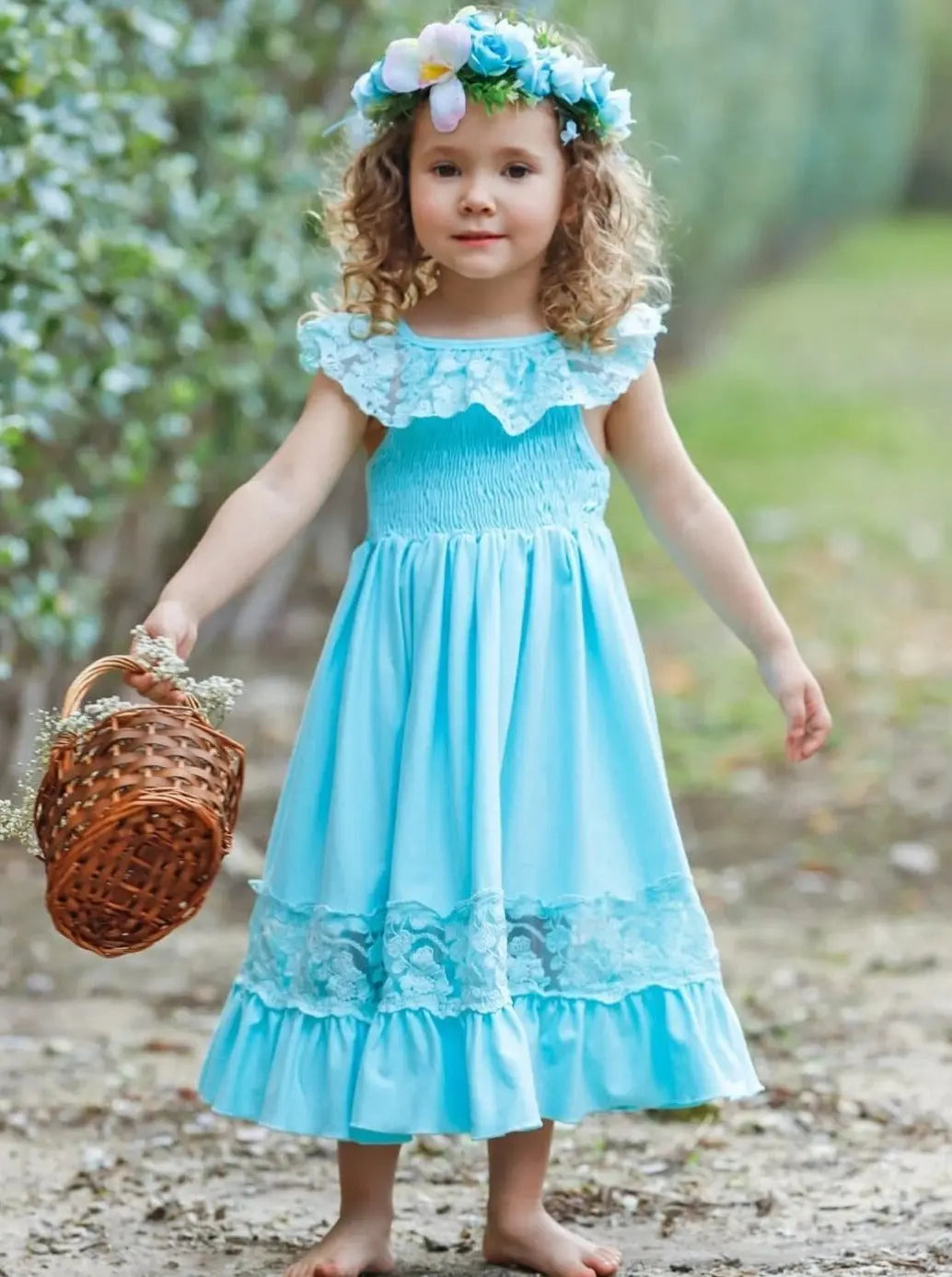 Cute 4t Blue Dress Baby Girls Summer Cute Dresses Thin Light Blue