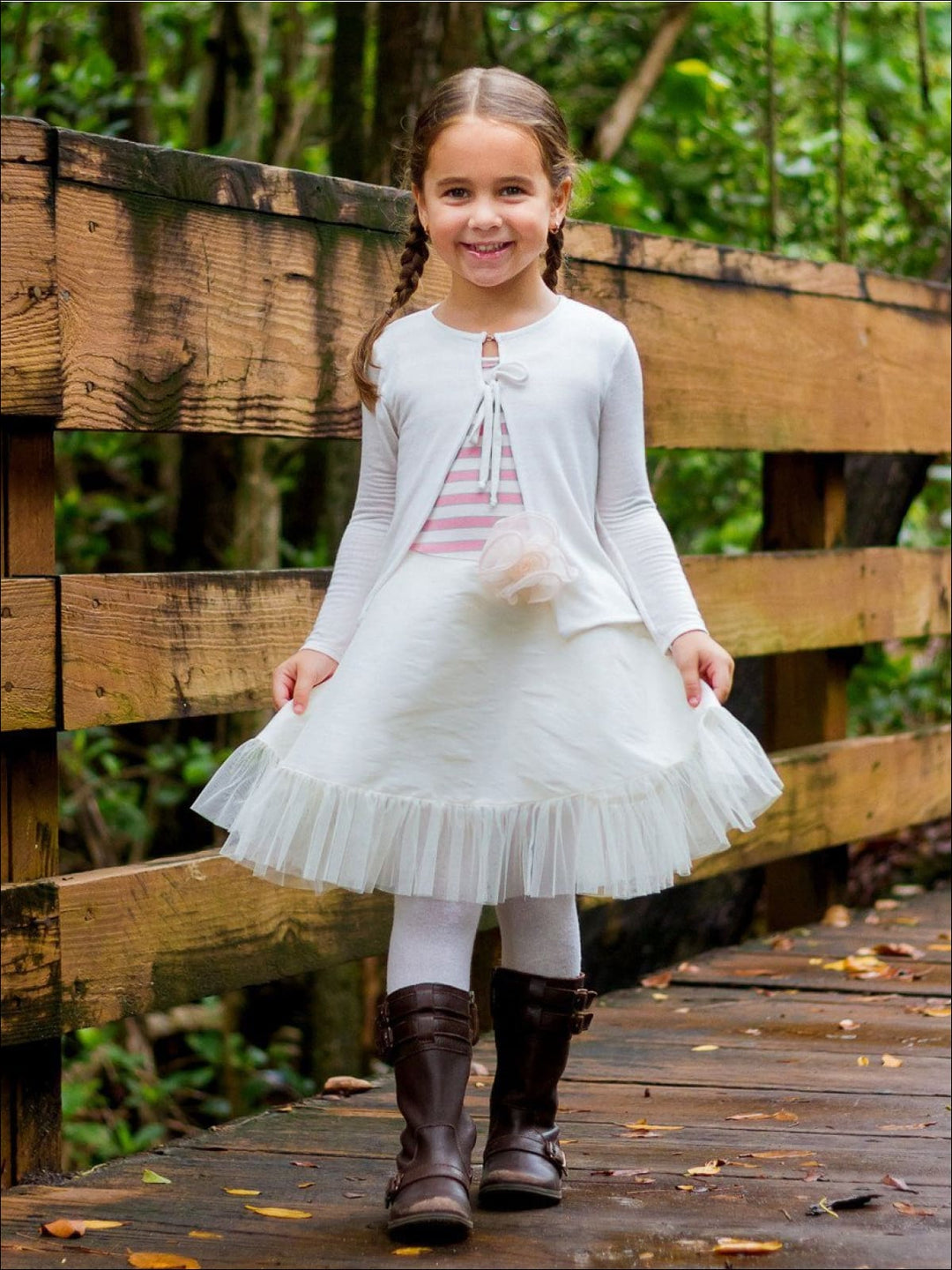 Sweaters & Cardigans | White Front Tie Cardigan | Mia Belle Girls