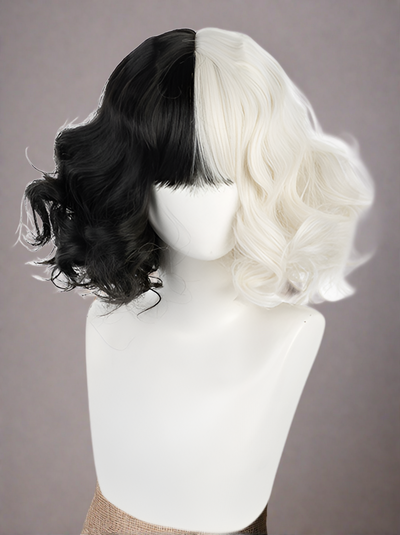 Girls Cruella De Vil Inspired Colorblock Cosplay Wig