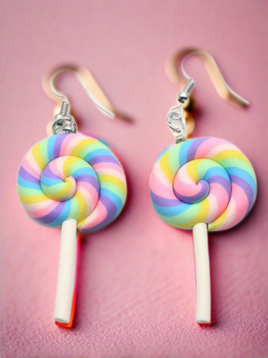 Girls Pastel Princess Unicorn Lollipop Earrings