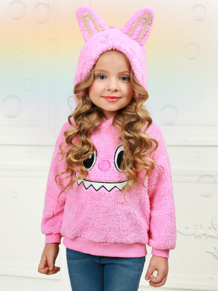 Pink Fluffy Lil Bubu Ears Hoodie