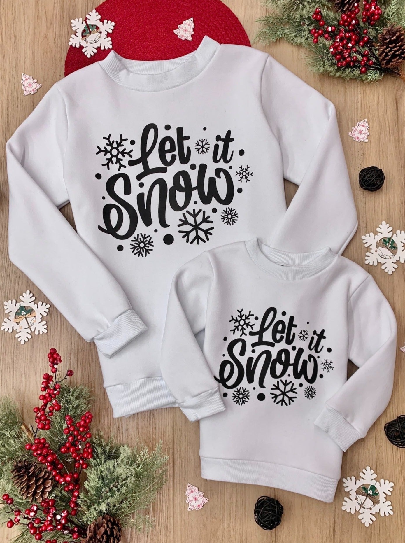 Mia Belle Girls | Let It Snow Pullover Sweater | Mommy & Me