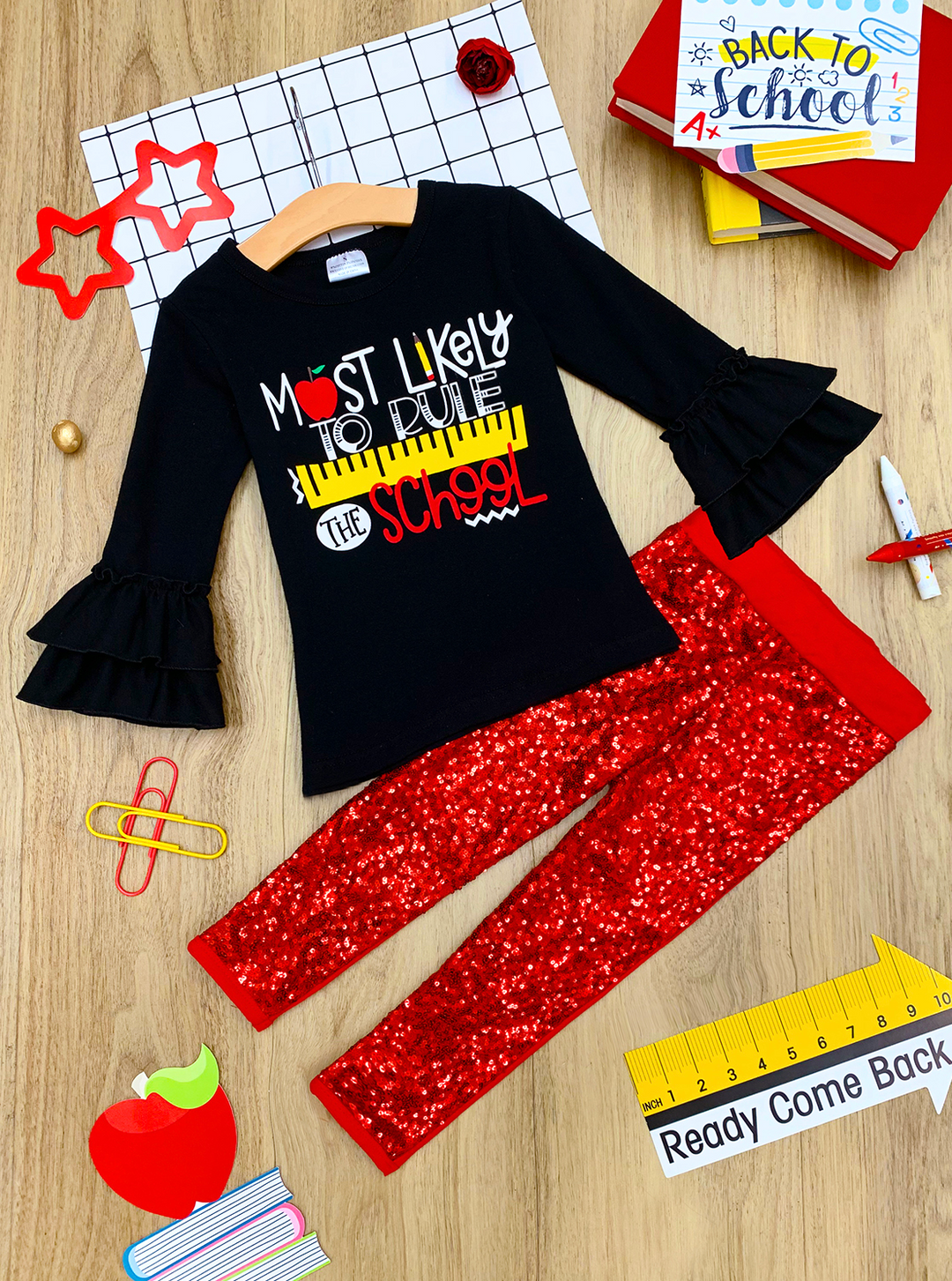 Most Likely to Rule the School Top & Sequin Leggings Set