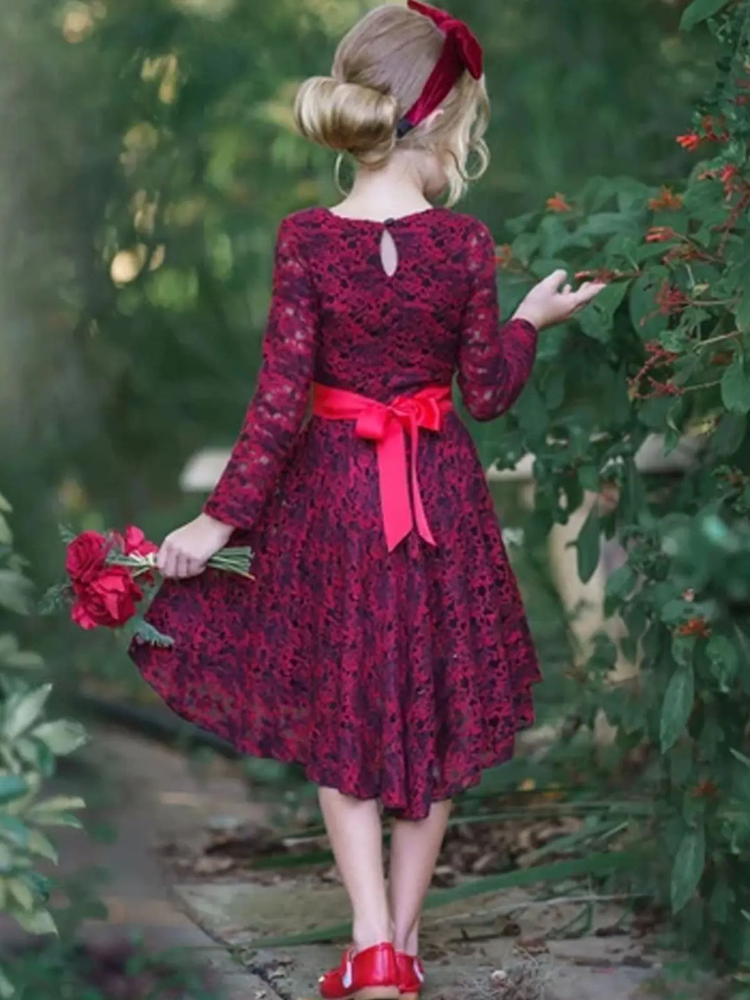 Winter Formal Party Dress | Girls Crochet Lace Hi-Lo Party Dress Mia Belle Girls Winter Formal Party Dress | Girls Crochet Lace Hi-Lo Party Dress Mia Belle Girls